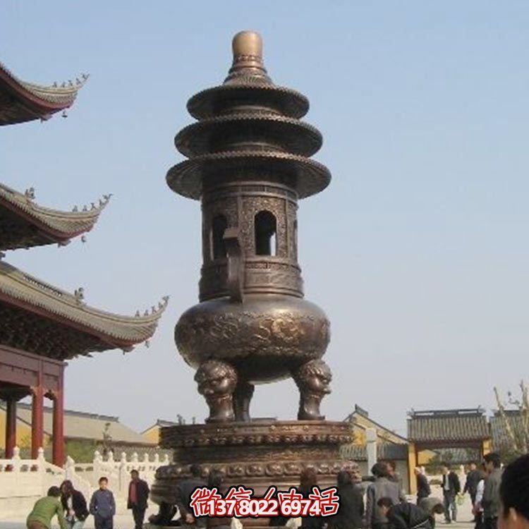 精美鑄銅大型寶蓋香爐，祈福燒香進寶