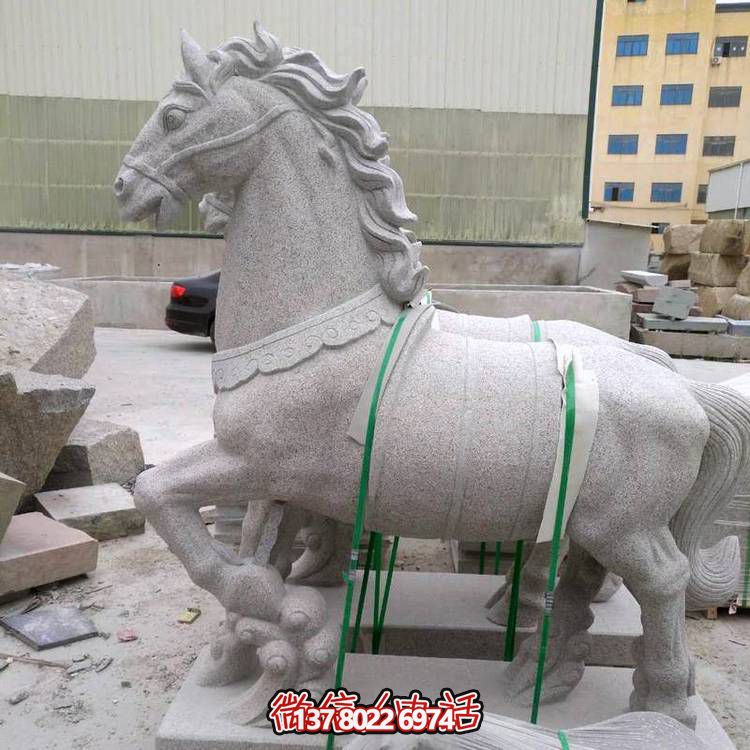 主題砂巖雕刻馬擺件，點(diǎn)綴園林廣場美景