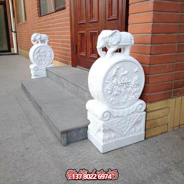 浪漫經典，精致雕刻吉祥小象抱鼓石