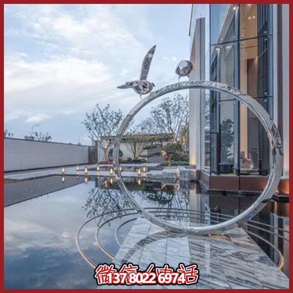 創意不銹鋼圓環雕塑——為酒店會所、戶外景觀增添幾何美感