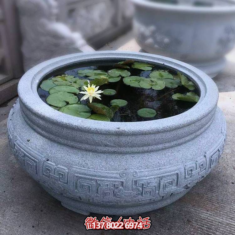 仿古大理石石雕魚缸，用藝術(shù)裝點你的生活