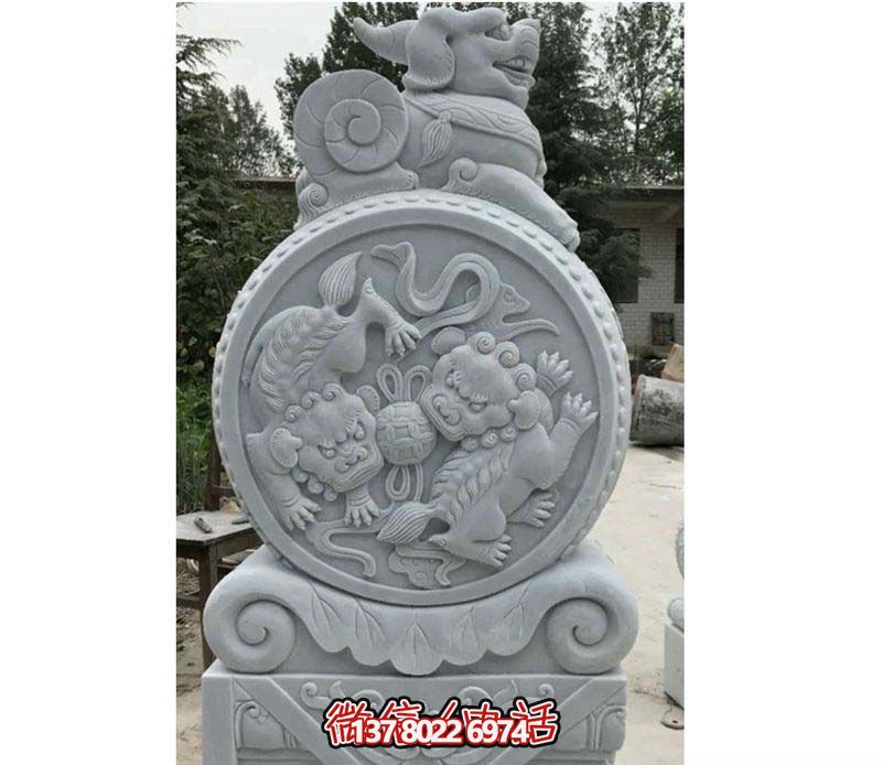 精美大理石抱鼓石雕塑，點綴園林景觀