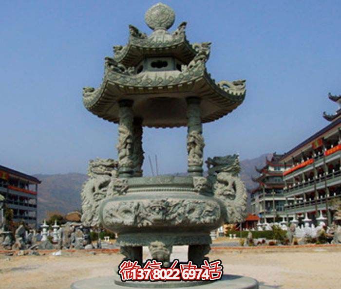 仿古寶蓋龍浮雕香爐，點綴景區廣場