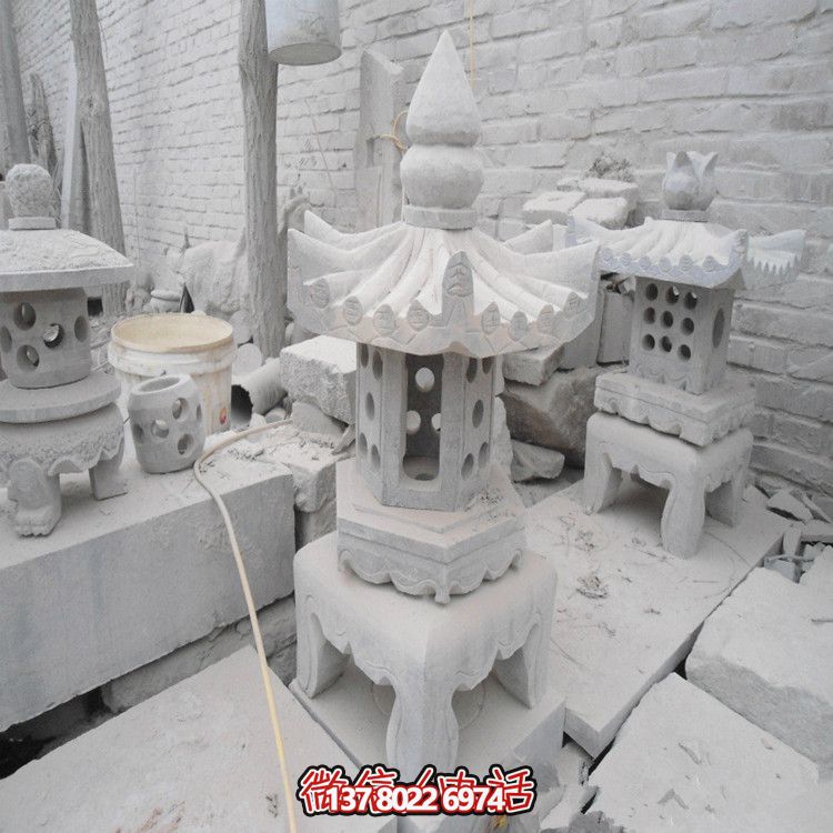 精美石燈鏤空大理石裝飾擺件，點亮你的漢白玉庭院