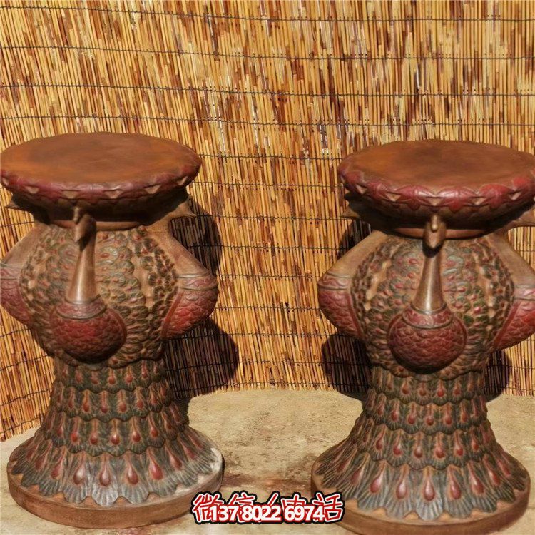 手工民俗精美青石孔雀花幾花架，打造寧靜優雅的庭院室內擺件