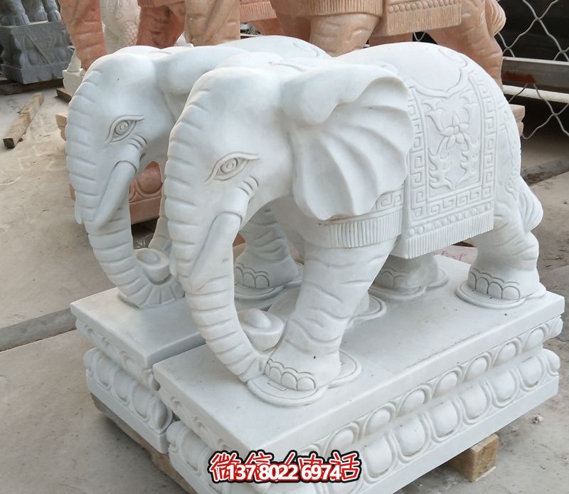 漢白玉雕塑，招財大象，令您鎮(zhèn)宅景區(qū)庭院更加迷人