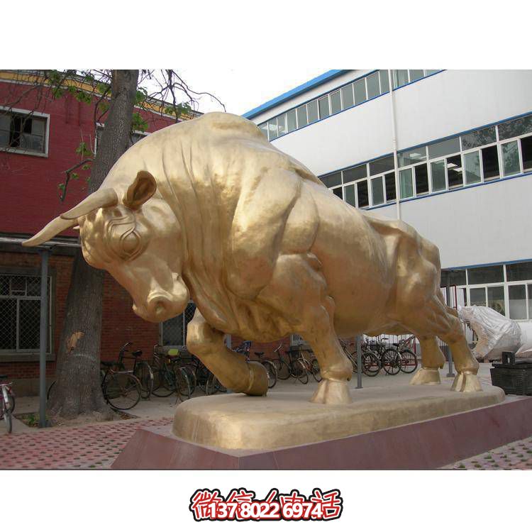 園林戶外玻璃鋼仿銅農耕牛雕塑