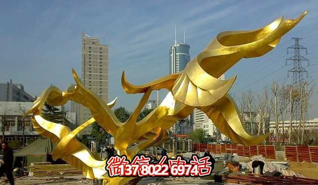 城市標志不銹鋼大雁鍍金雕塑 城市標志不銹鋼大雁鍍金雕塑