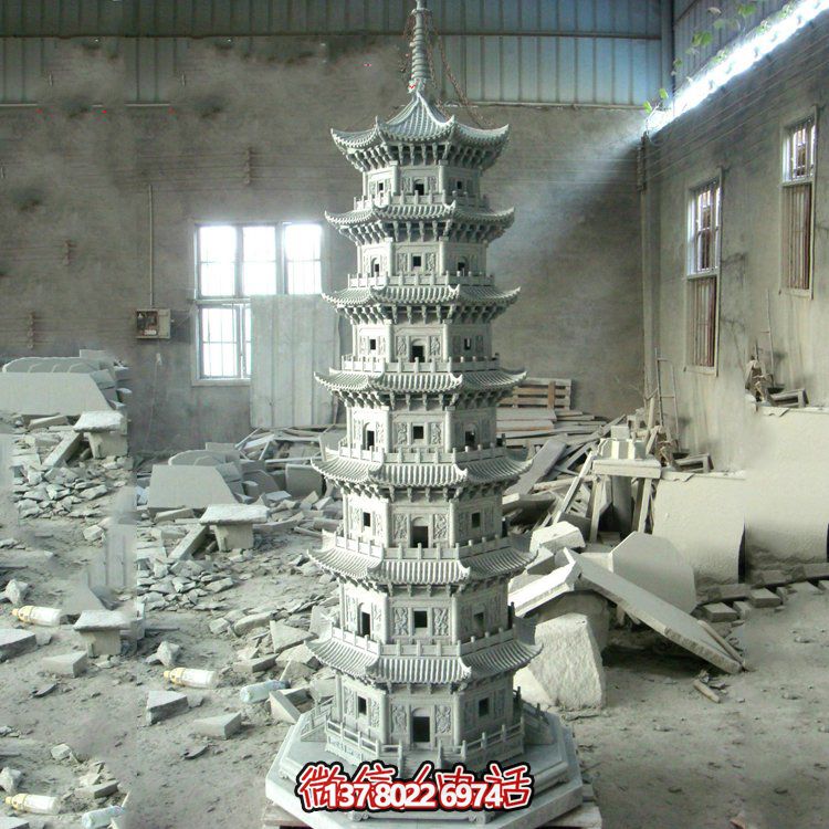 寺廟景區大型大理石石雕佛塔雕塑擺件