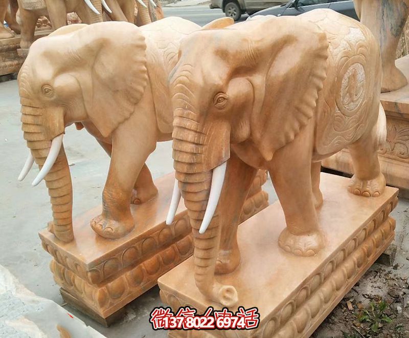 黃蠟石石雕戶外園林景觀大象雕塑 黃蠟石石雕戶外園林景觀大象雕塑
