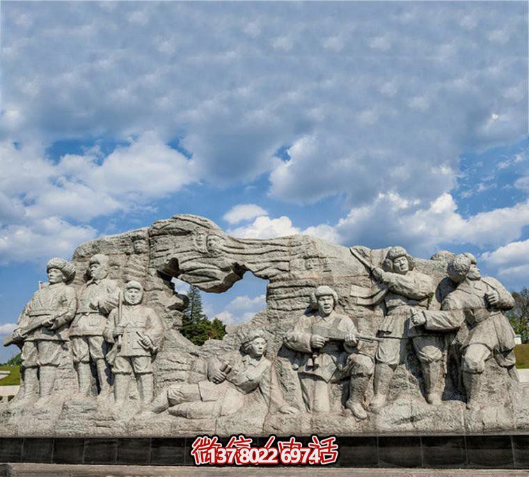 園林戶(hù)外大理石石雕八路軍雕塑