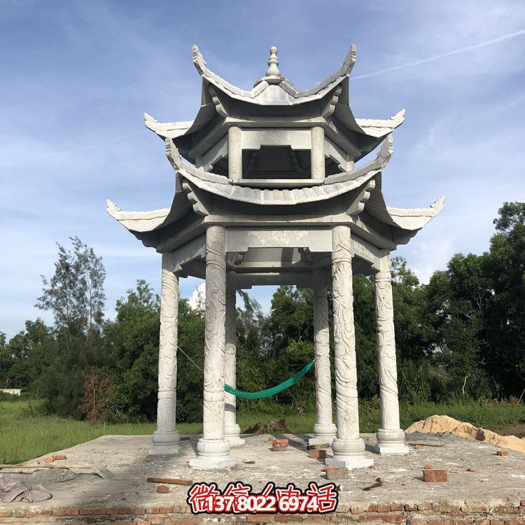 小區村莊戶外休息雙層青石涼亭 小區村莊戶外休息雙層青石涼亭