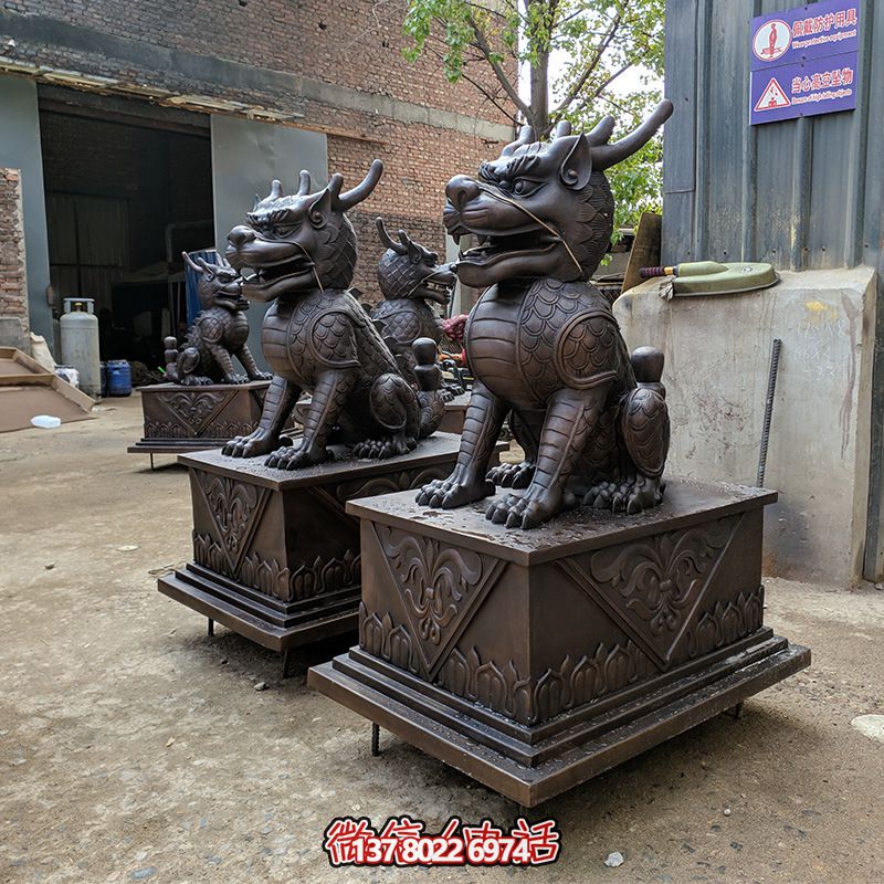 庭院別墅不銹鋼仿銅創意麒麟雕塑 庭院別墅不銹鋼仿銅創意麒麟雕塑